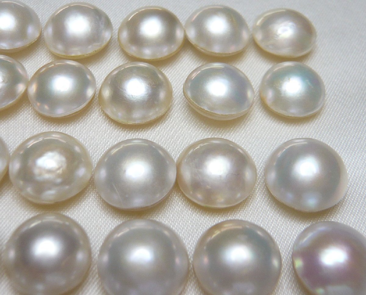  new goods * Oyama pearl *1 jpy ~ the first appearance! beautiful color color!mabe half jpy pearl 8.4-10.9 millimeter! rose loose 41 piece set 