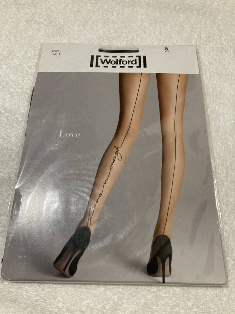 【新品】オーストリア製 Wolford 15デニール マチ付き オールスルー Love バックシーム 黒 パンティストッキング パンスト_画像1