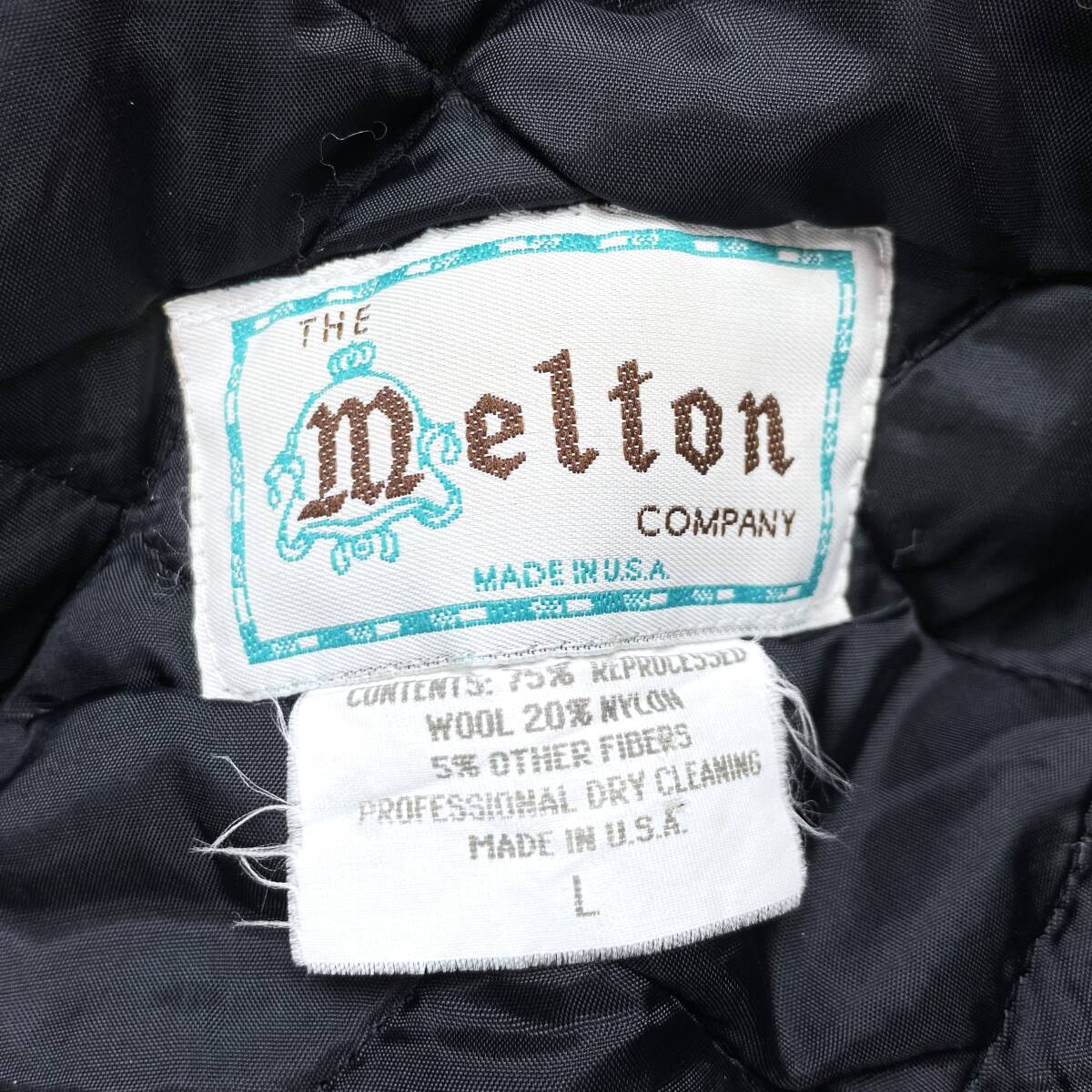 1990'S～ アメリカ製 MELTON メルトン 無地 袖革スタジャン sizeL (ビンテージ オールレザー HEWITT BUTWIN SKOOKUM DeLONG GOLDEN BEARの画像4