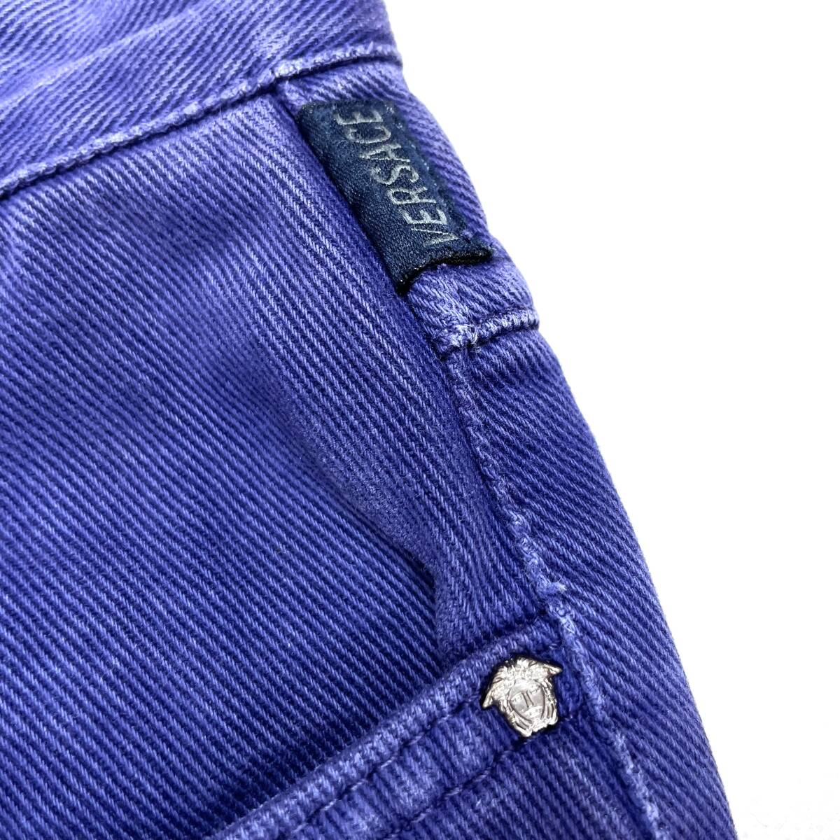 イタリア製 ヴェルサーチ ジーンズ VERSACE JEANS COUTURE メデューサボタン カラーデニム 5ポケットパンツ size31 (ビンテージ 90s バギー_画像10