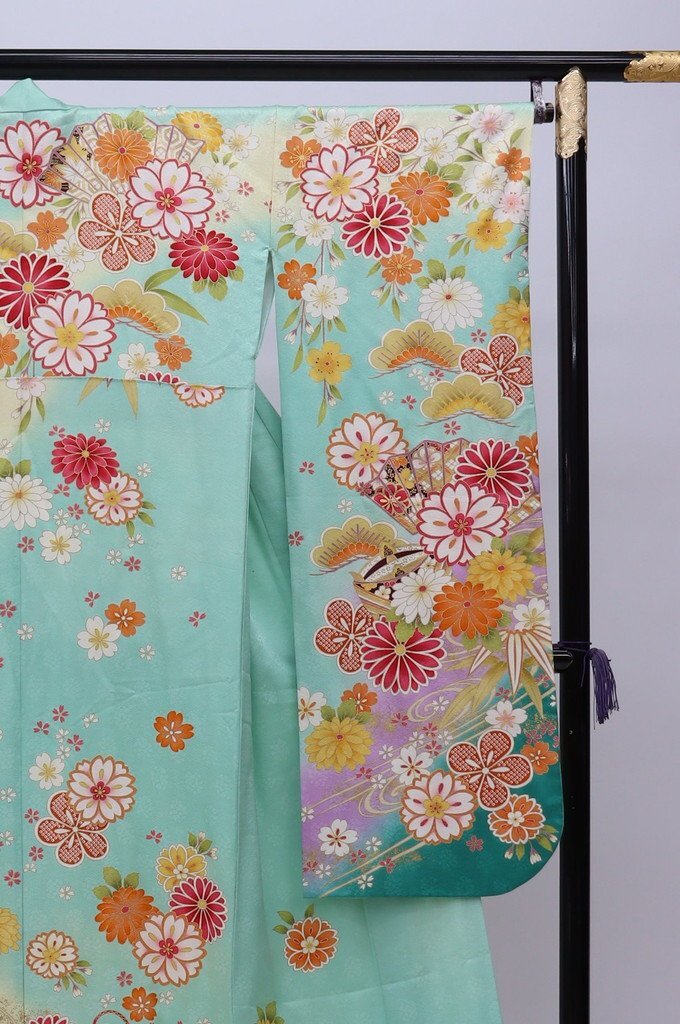 cherry★y8553fc★訳アリ★スプリングセール★振袖コレクション★振袖 単品 系★成人式 卒業 furisode kimono Japanses【中古品/正絹の画像2