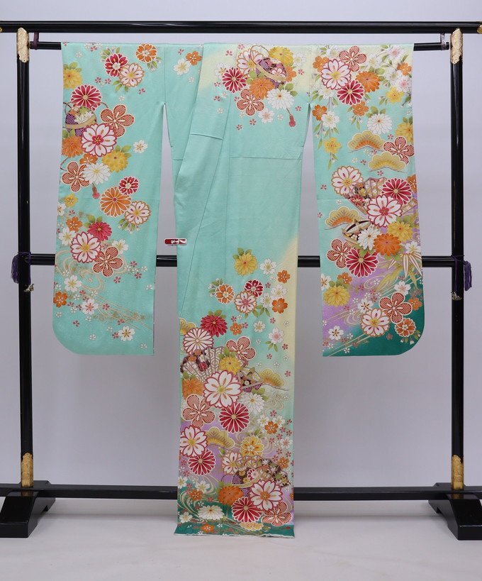 cherry★y8553fc★訳アリ★スプリングセール★振袖コレクション★振袖 単品 系★成人式 卒業 furisode kimono Japanses【中古品/正絹の画像3