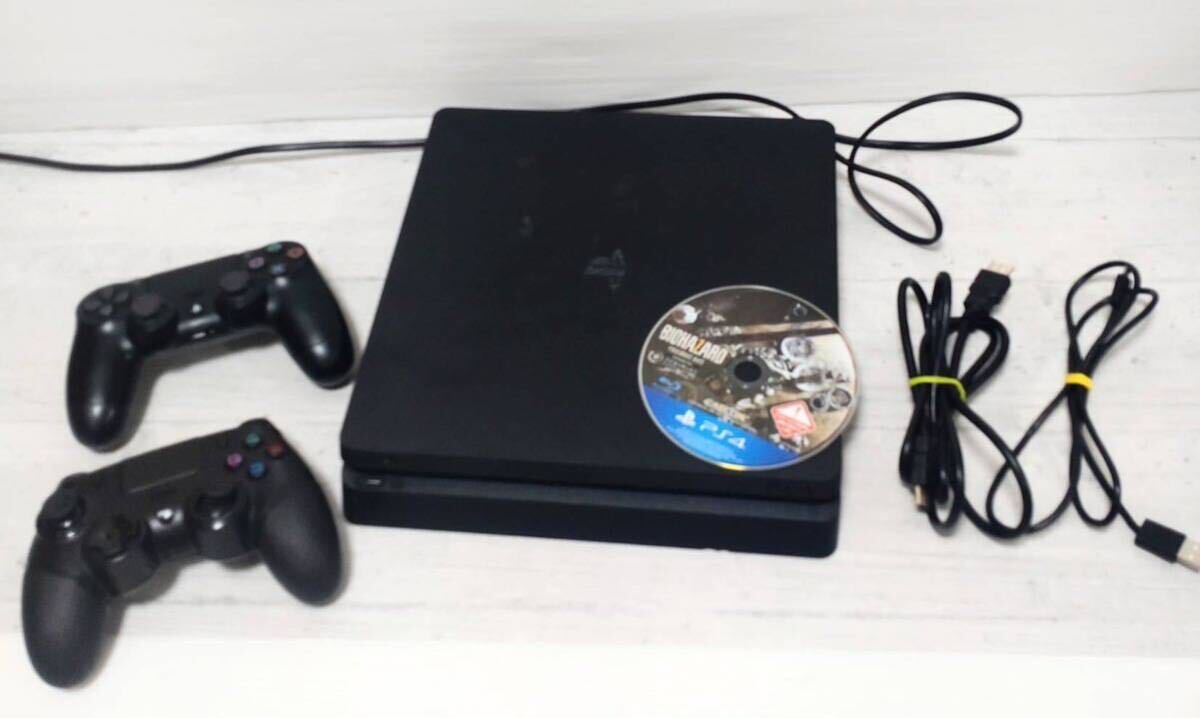 ■ PS4 ■ SONY ソニー PlayStation4 ジェットブラック コントローラー 2個 本体 ソフト バイオハザード 本体動作確認済の画像1