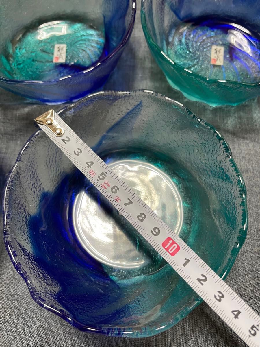 東洋ガラス 彩流 ブルー 小鉢 取り皿 5個セット 未使用品 日本製 かわいい キレイ ガラスの器