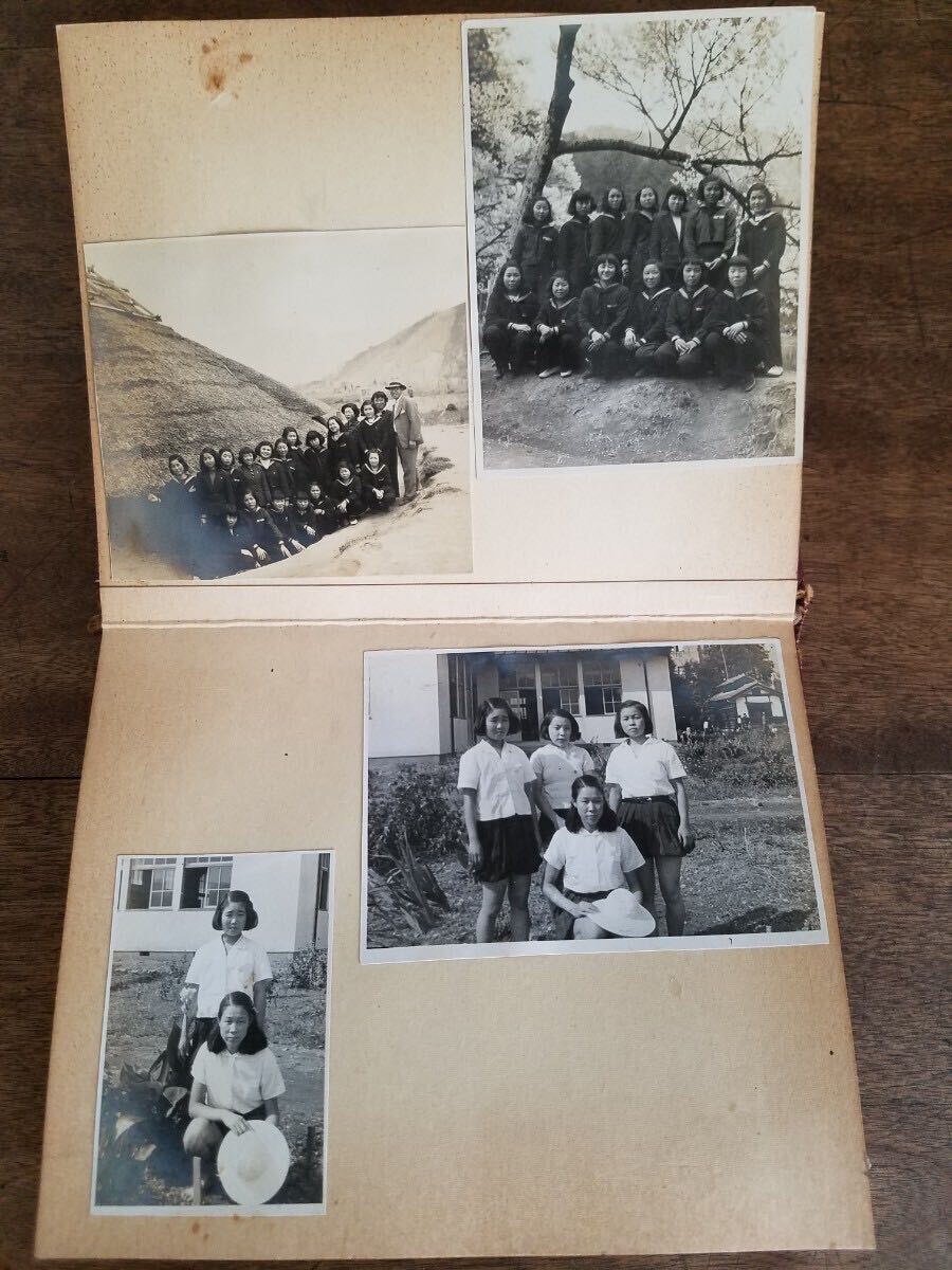  Shinshu district warehouse . that time thing woman student old photograph album Nagano prefecture hill . higashi high school school life set memory photographing .. event Showa Retro uniform design materials 