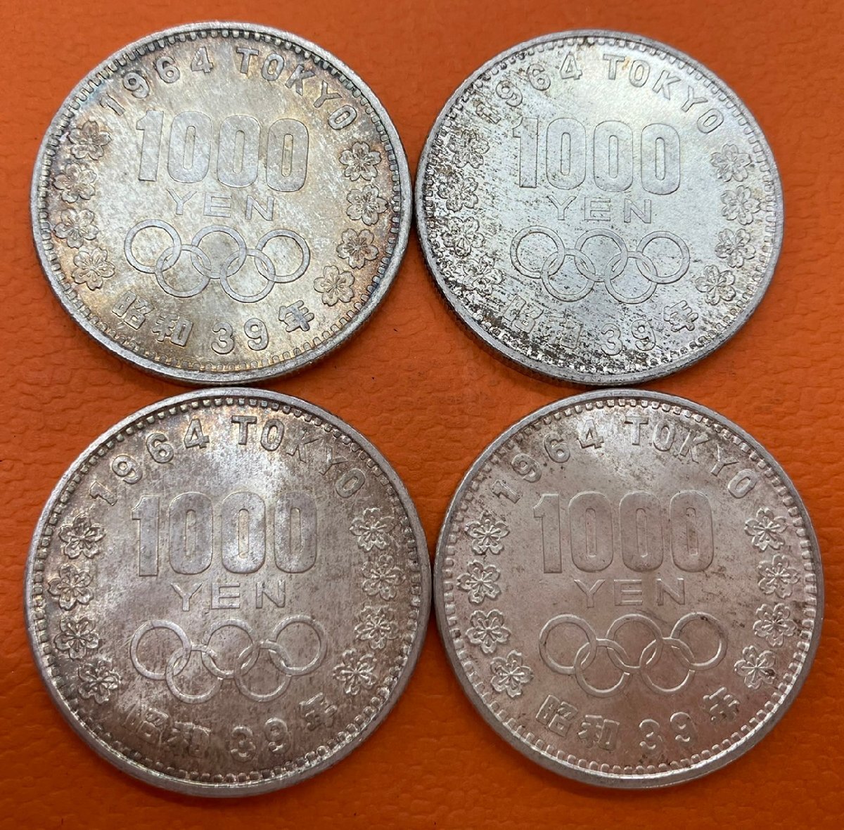 ●４枚セット 昭和39年 東京オリンピック 1000円 銀貨 1964年 東京五輪 千円銀貨 の画像2
