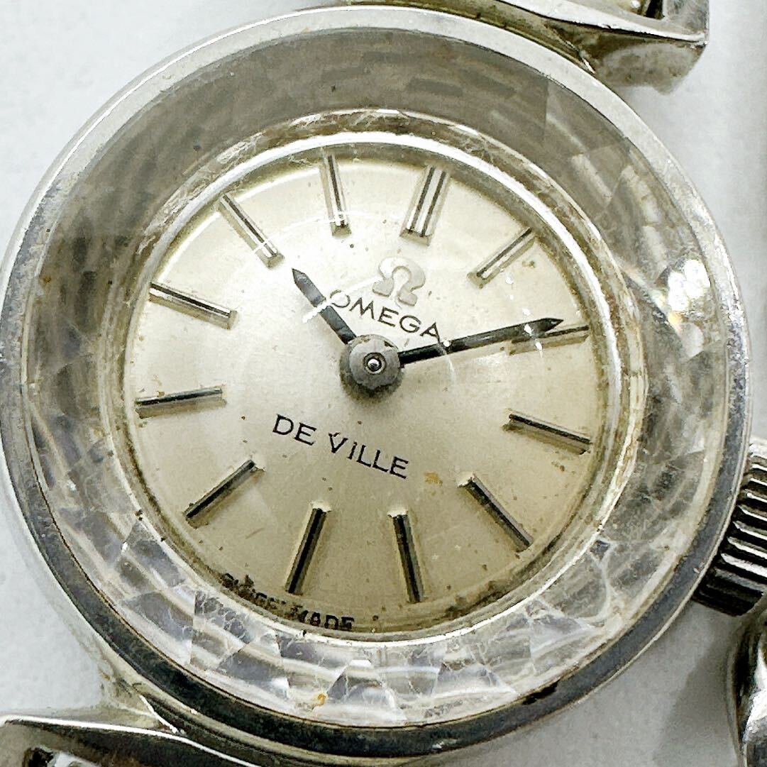 04268 オメガ OMEGA デビル DE VILLE カットガラス レディース 腕時計 手巻き シルバーカラー アンティーク ヴィンテージの画像2