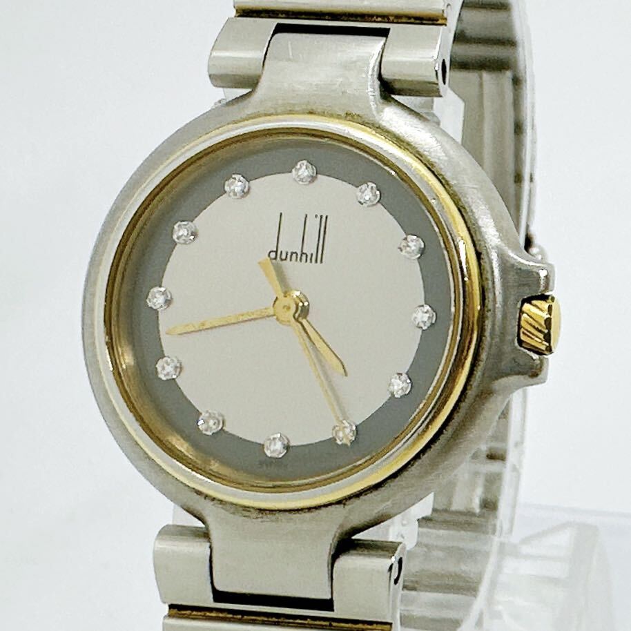 04257 ダンヒル dunhill 稼働品 ミレニアム レディース 腕時計 クォーツ 電池式 QZ 12PD ダイヤの画像1