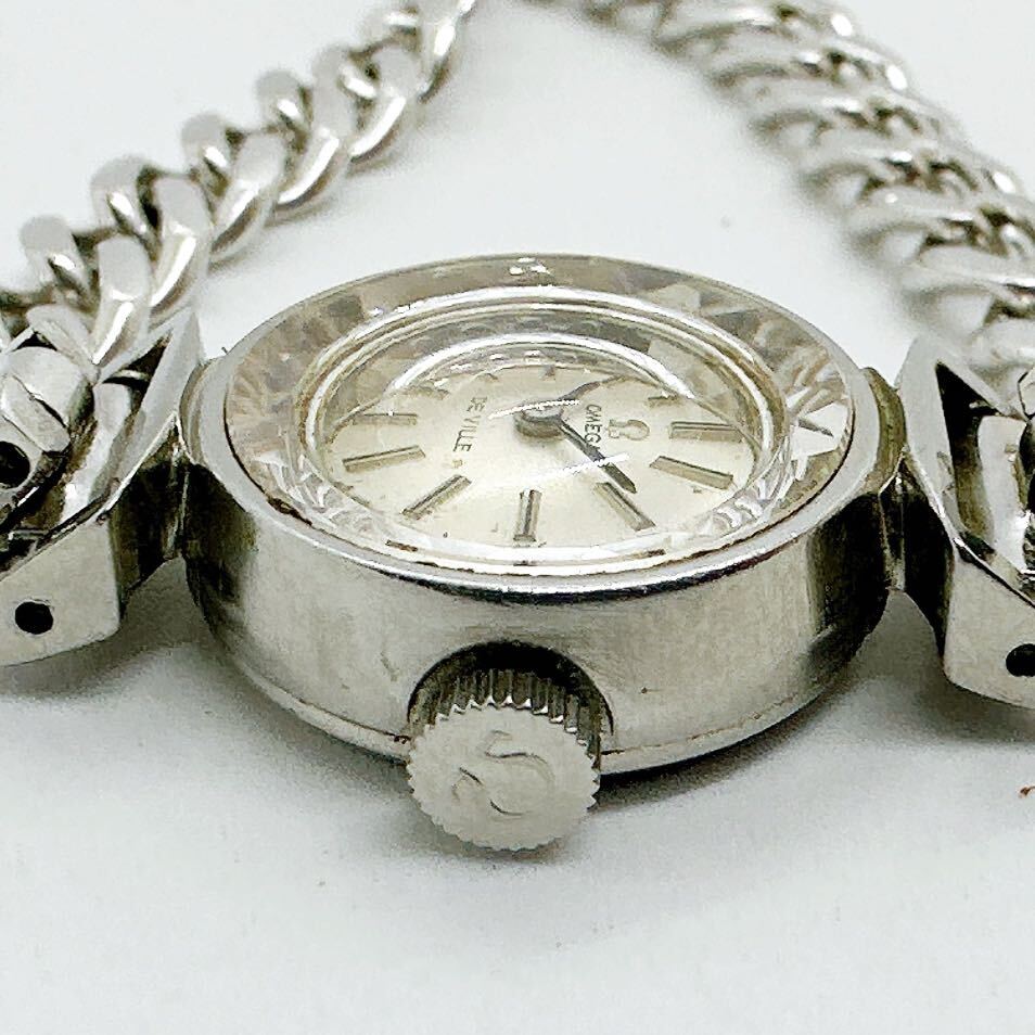 04268 オメガ OMEGA デビル DE VILLE カットガラス レディース 腕時計 手巻き シルバーカラー アンティーク ヴィンテージの画像3