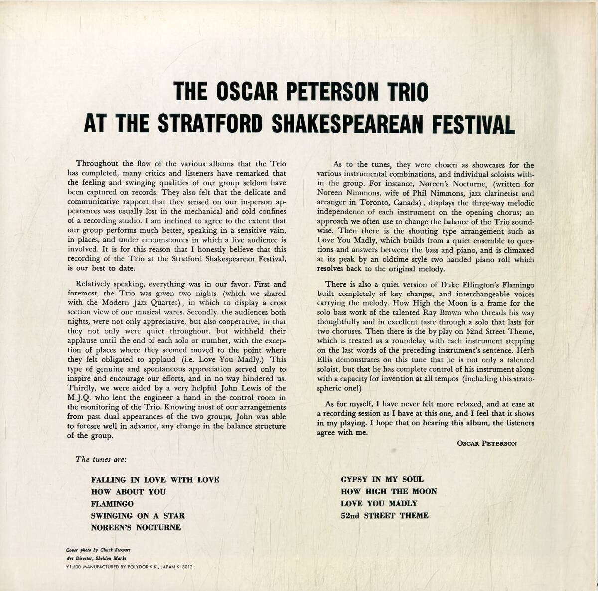 A00591566/LP/オスカー・ピーターソン「At The Stratford Shakespearean Festival (1980年・MV-4011・ポストバップ・スウィングJAZZ)」の画像2