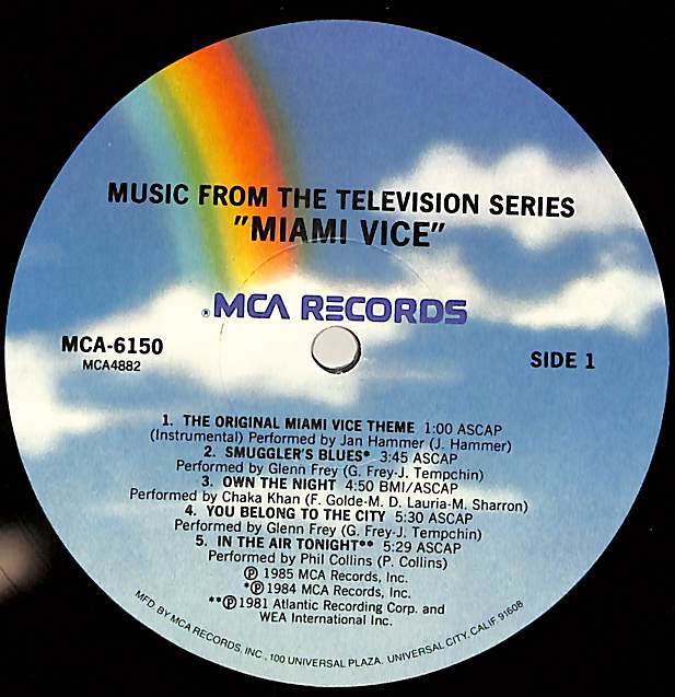 A00522319/LP/Jan Hammer / Glenn Frey / Chaka Khanほか「Miami Vice : OST」の画像3