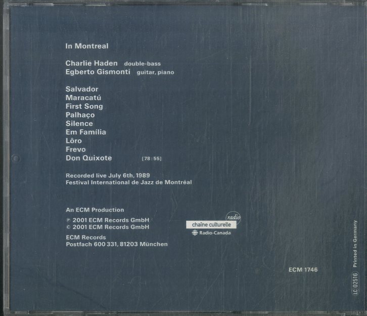D00161214/CD/Charlie Haden / Egberto Gismonti「In Montreal」の画像2