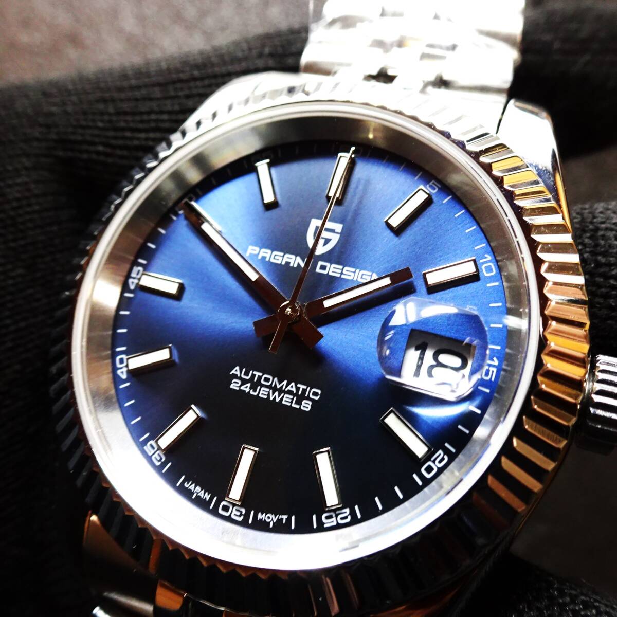 送料無料・新品〓 PAGANI DESIGN・パガーニデザイン・オマージュウォッチ腕時計 機械式NH35Ａ・ PD-1645・315Lフルステンレス製・ブルーの画像2