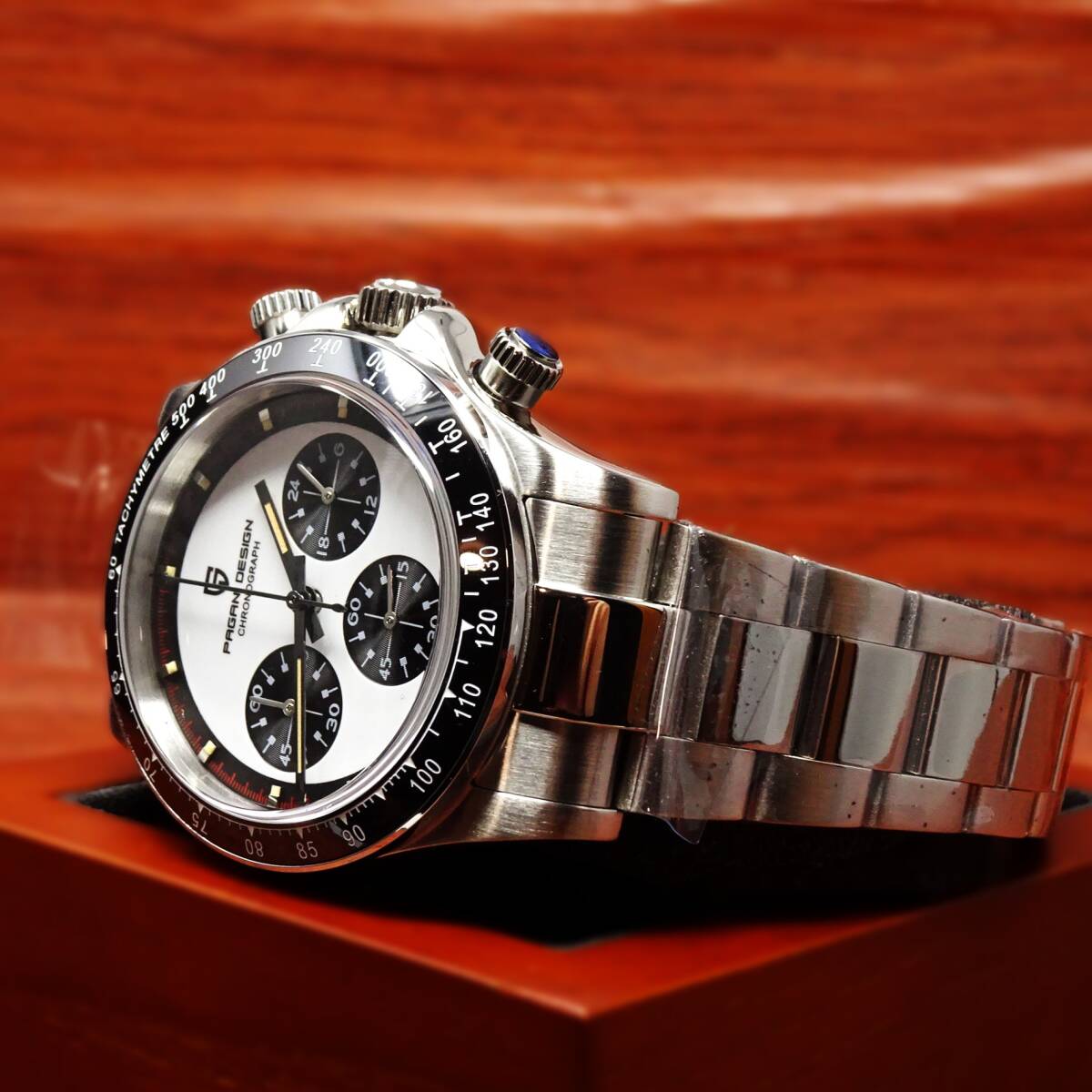 送料無料・新品・パガーニデザイン・メンズ・セイコー製VK63クロノグラフクオーツ式腕時計 ・オマージュウオッチ・ステンレス・PD-1676 _画像3