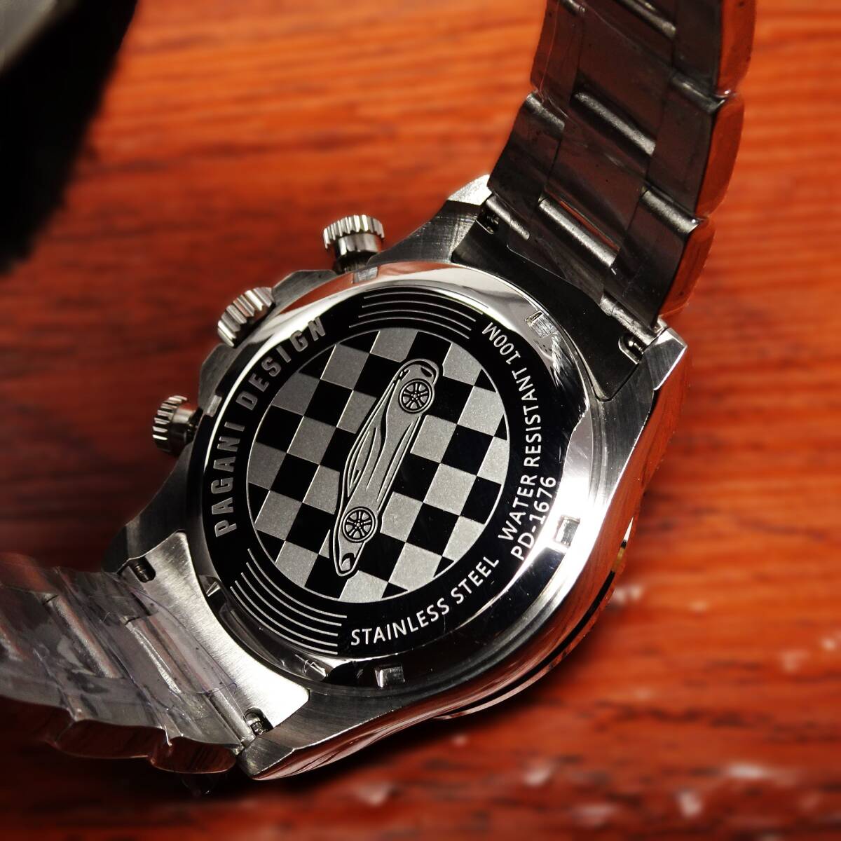 送料無料・新品・パガーニデザイン・メンズ・セイコー製VK63クロノグラフクオーツ式腕時計 ・オマージュウオッチ・ステンレス・PD-1676 _画像5
