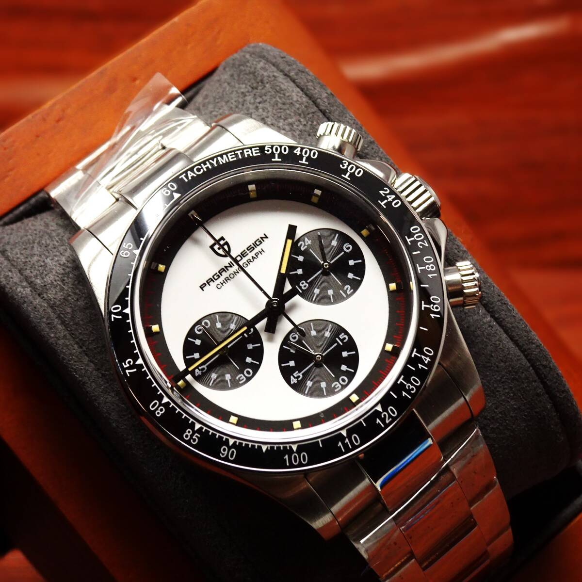 送料無料・新品・パガーニデザイン・メンズ・セイコー製VK63クロノグラフクオーツ式腕時計 ・オマージュウオッチ・ステンレス・PD-1676 _画像9