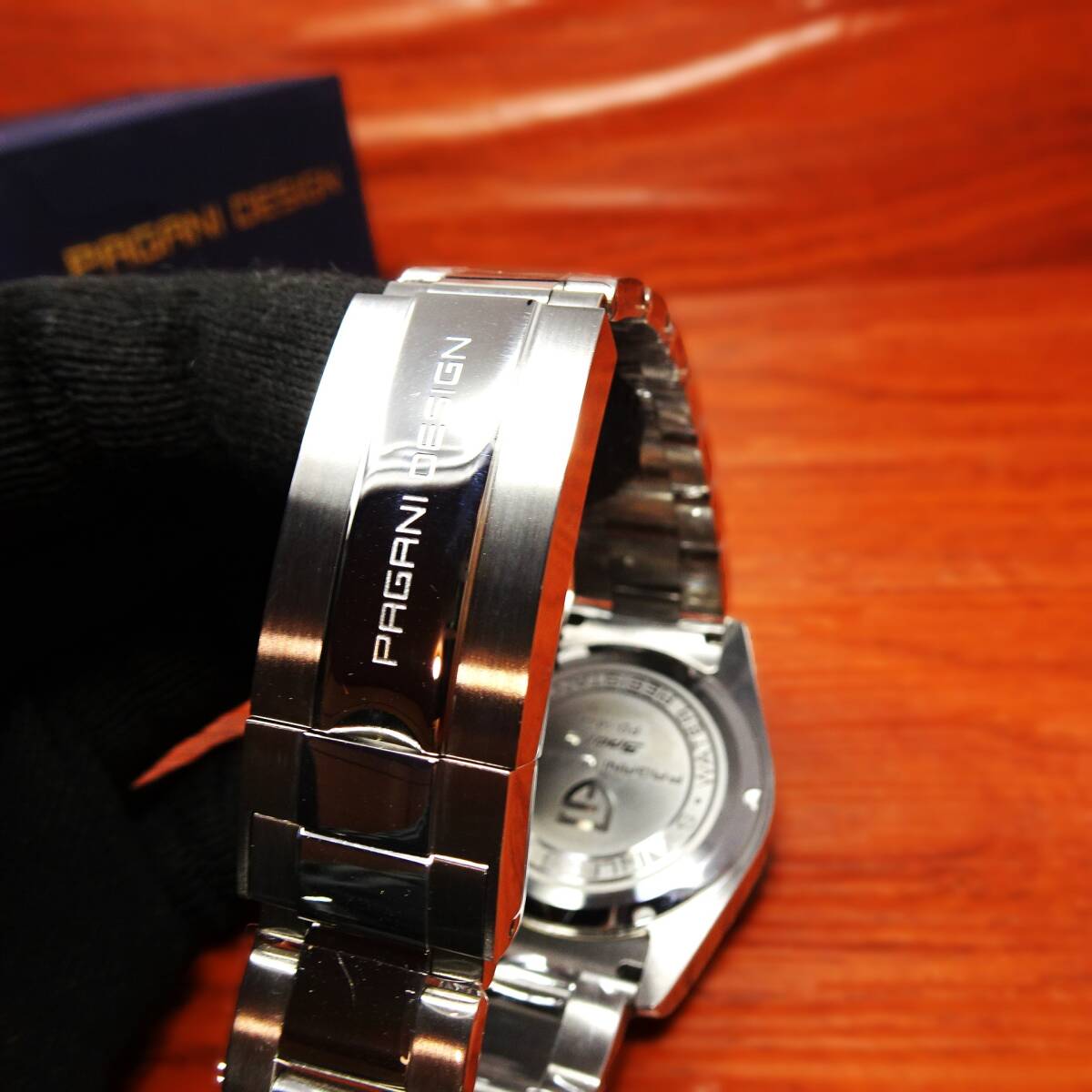 送料無料・新品・パガーニデザイン・メンズ・セイコー製VK63クロノグラフクオーツ式腕時計 ・オマージュウオッチ・ステンレス・ブラック_画像5
