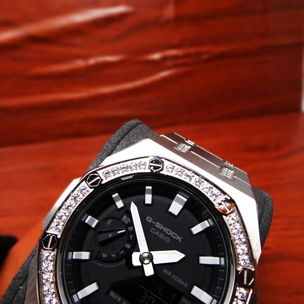 送料無料・新品・Gショックカスタム本体付きGA2100・ジルコニア・フルステンレス製ベゼルベルトメンズ腕時計・カシオーク・ラグジュアリー の画像8