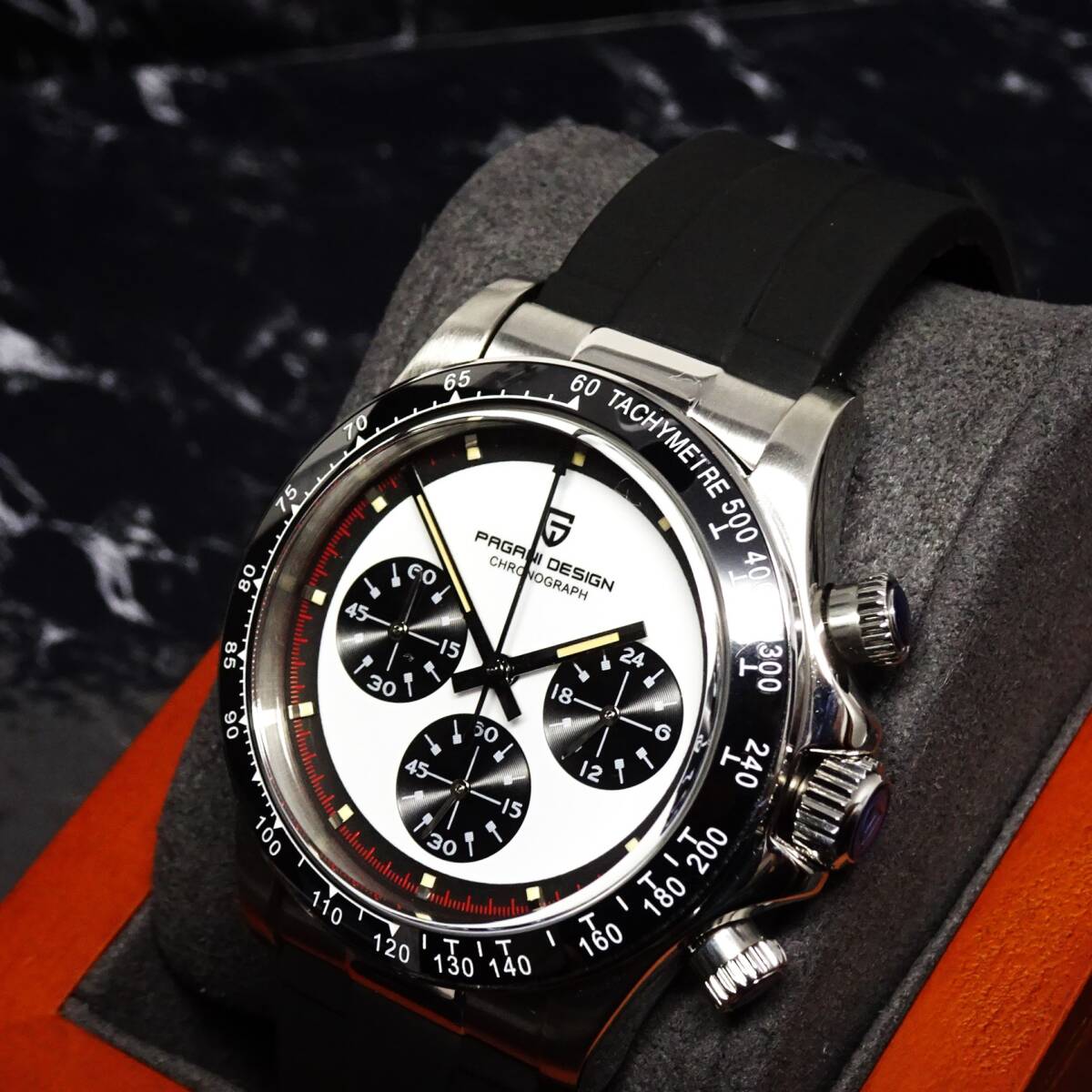 送料無料・新品・パガーニデザイン・メンズ・セイコー製VK63クロノグラフクオーツ式腕時計・オマージュ・ラバーストラップモデル・PD-1676 の画像7