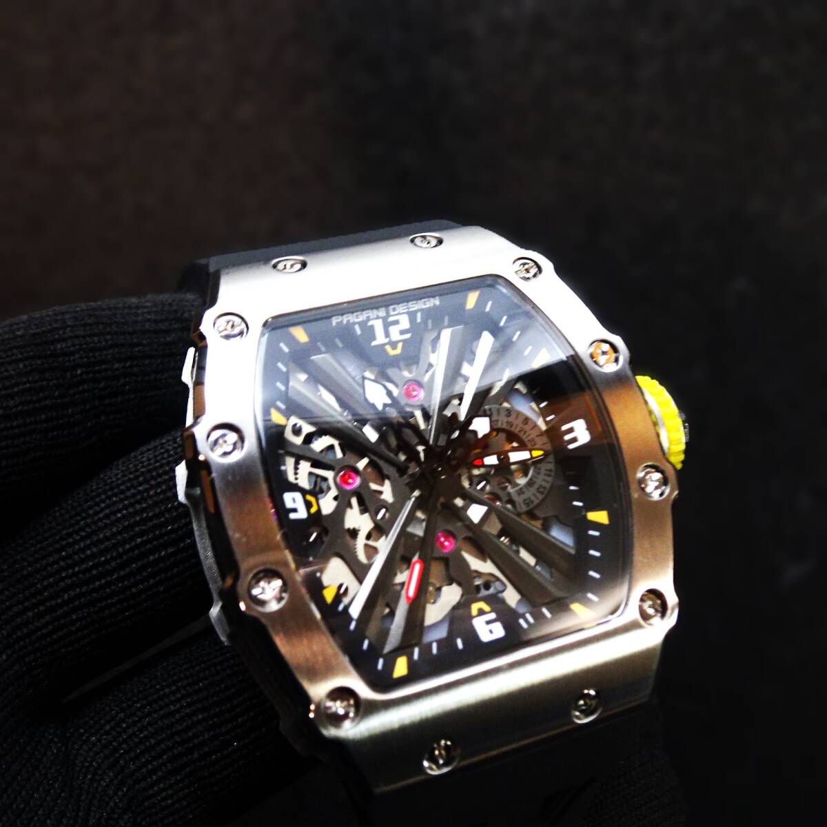 送料無料・新品・PAGANI DESIGNパガーニデザイン・メンズクォーツ腕時計、VH65・トノー型スケルトン文字盤モデルPD-1738の画像10