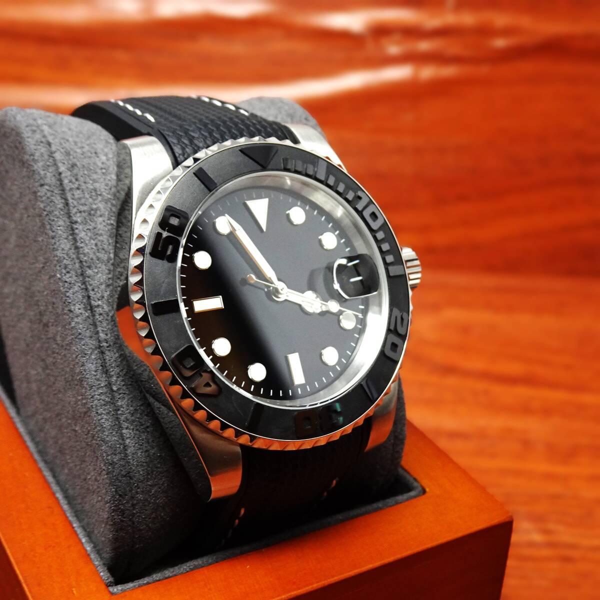  free shipping = new goods *no-ro gomodel machine yacht oma-ju watch wristwatch 2813 Movement * crystal * silicon rubber belt model 