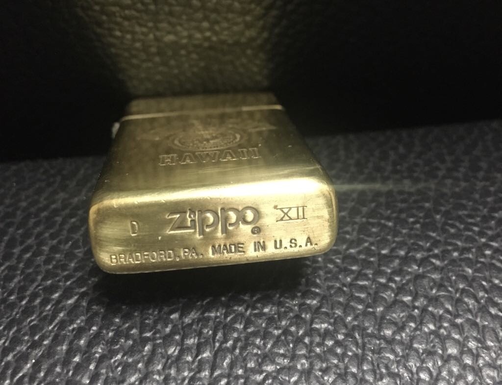 ★★★★★ ZIPPO SLIM HAWAII - UNIVERSITY ★ZIPPO SOLID BRASS★希少・ヴィンテージ★ZIPPO ジッポー★ D- XII-1996年製造 _画像6