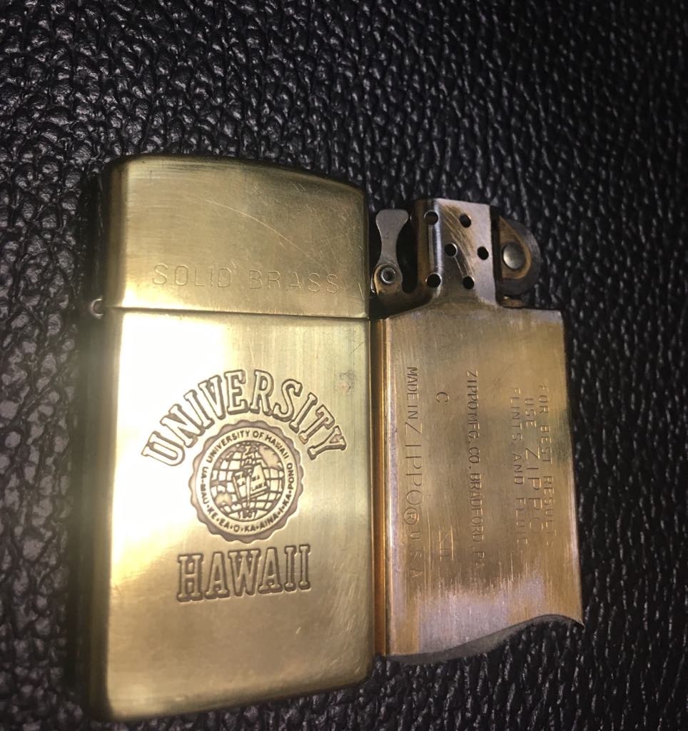 ★★★★★ ZIPPO SLIM HAWAII - UNIVERSITY ★ZIPPO SOLID BRASS★希少・ヴィンテージ★ZIPPO ジッポー★ D- XII-1996年製造 _画像8