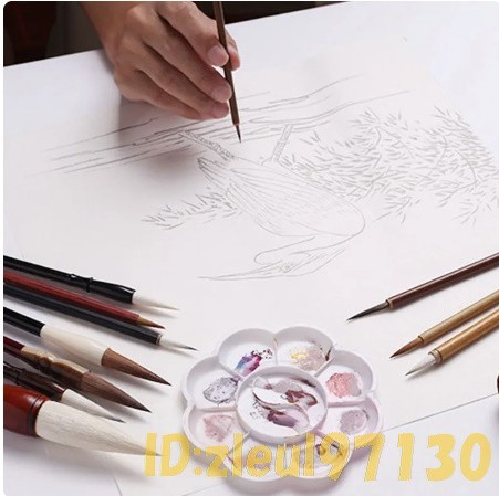 Cp986: 中国 筆 １１本 セット 書道 ブラシ 収納 絵画 ペン マーキング 鳥風景 水墨画 ブラシペン 習字 ふで 美術品 新品 文房具 まとめての画像2