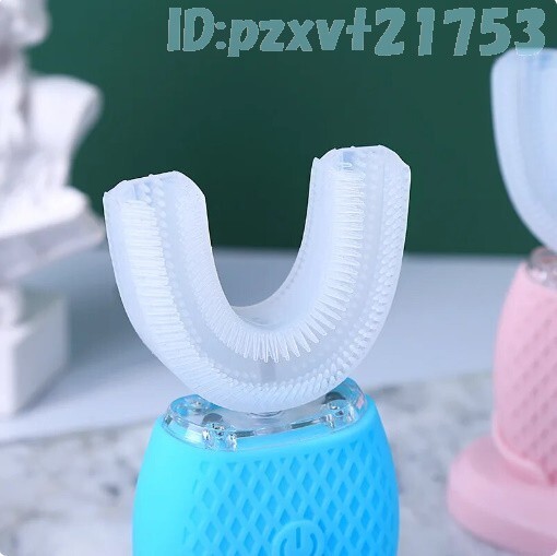Af2793: ソニック シリコン 電動歯ブラシ USB 充電 U字型 360度 自動 マウス クリーニング ハブラシ 歯磨き ホワイトニング ４色_画像4
