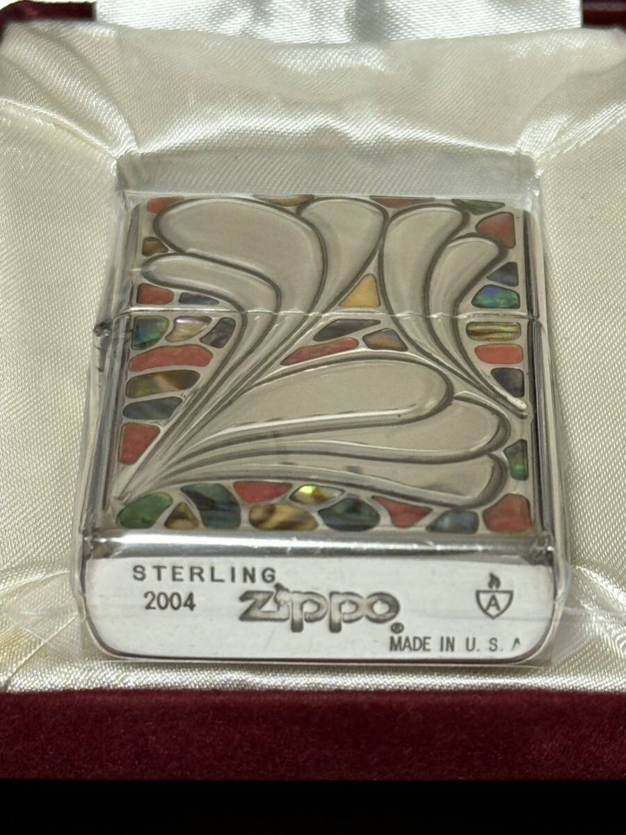 zippo STERLING SILVER Armor Case スターリングシルバー アーマー 2004年製 純銀 手彫り シェル 特殊加工 Off the Wall デットストックの画像1