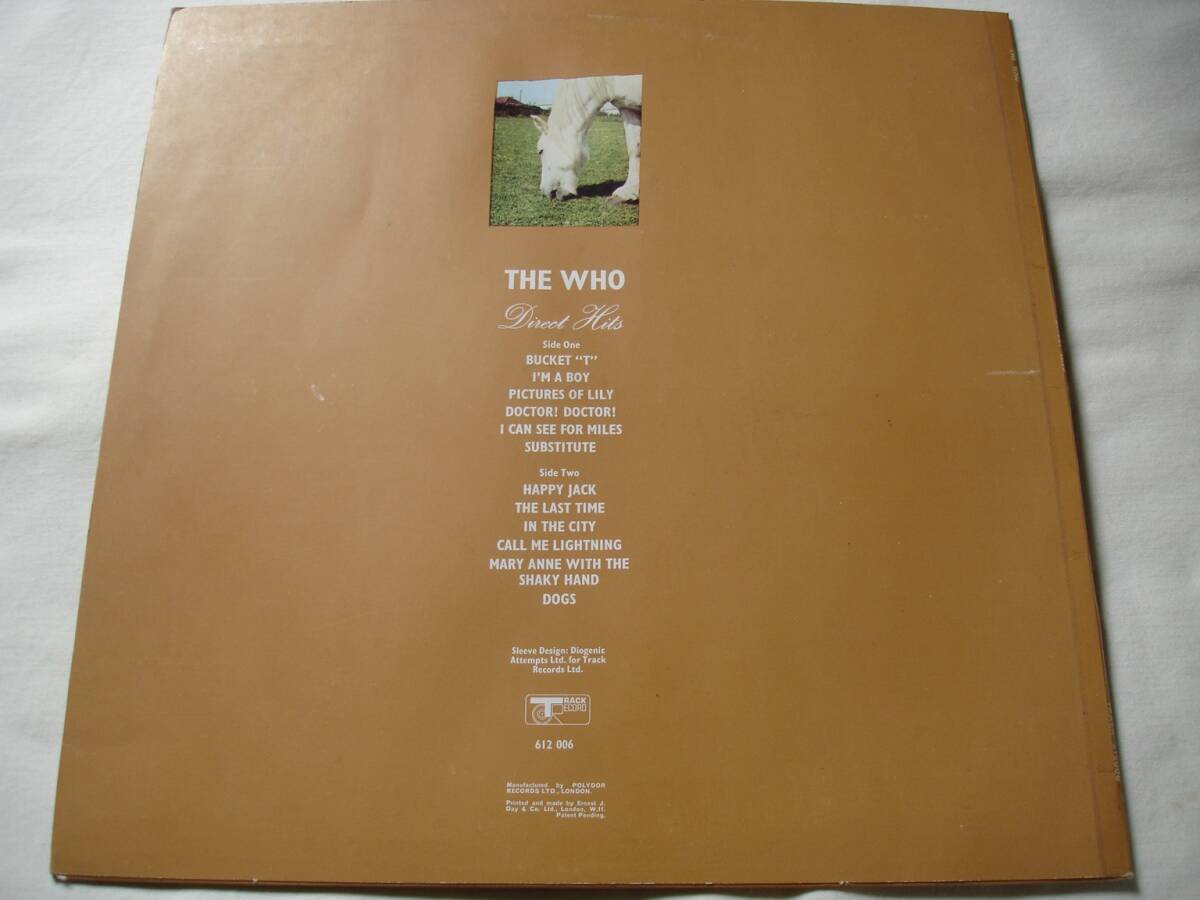 【英原盤!!】【MONO 初回盤 A1/B1!!】【極美品!!】【テクスチャー・レーベル!!】 THE WHO / DIRECT HITS TRACK 612 006 UKオリジナルの画像2