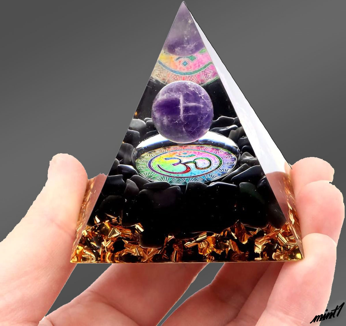 【ネガティブエネルギーから保護・浄化】 オルゴナイトピラミッド アメジスト オブシディアン 風水 インテリア 置物 神秘的 お守り