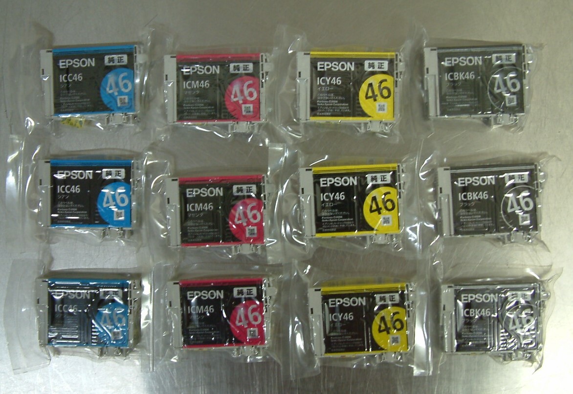 EPSON エプソン 純正 インクカートリッジ IC4CL46 4色パック 3組 12本セット icbk46 icc46 icm46 icy46 の画像1