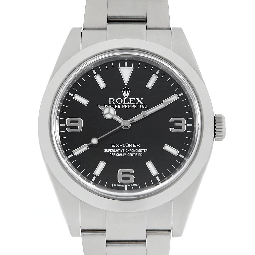 ロレックス エクスプローラーI 前期型 ブラックアウト 214270 ブラック ランダム番 中古 メンズ 腕時計_画像1