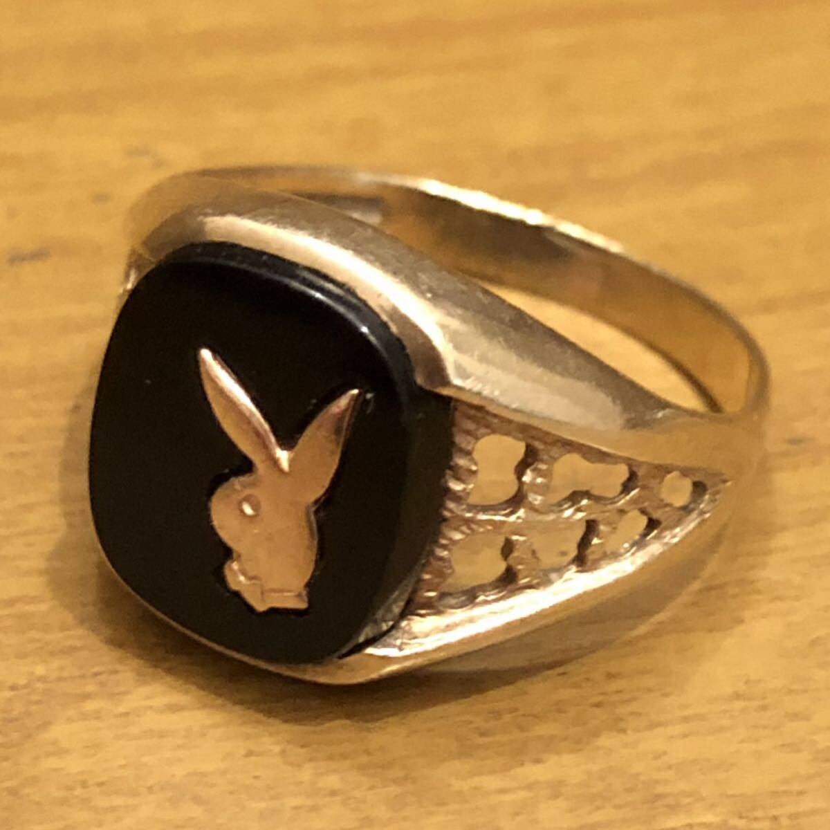  origin joke material antique Vintage PLAYBOY Play Boy Hermes Supreme Tiffany Gold gold onyx sig net ring ring 