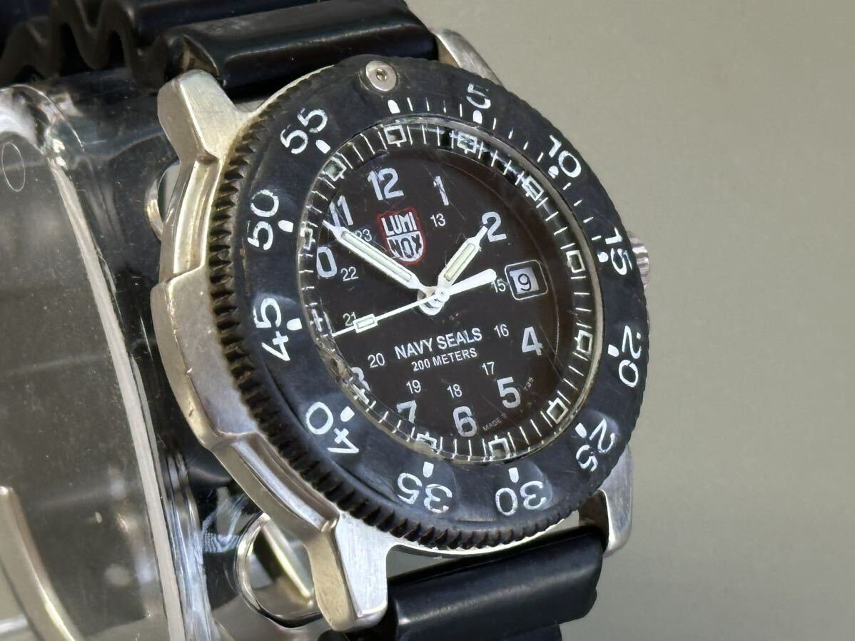 1円〜◆LUMINOX ルミノックス NAVY SEALS ネイビーシールズ SERIES 3100 黒文字盤 クォーツ メンズ腕時計 稼働品の画像2