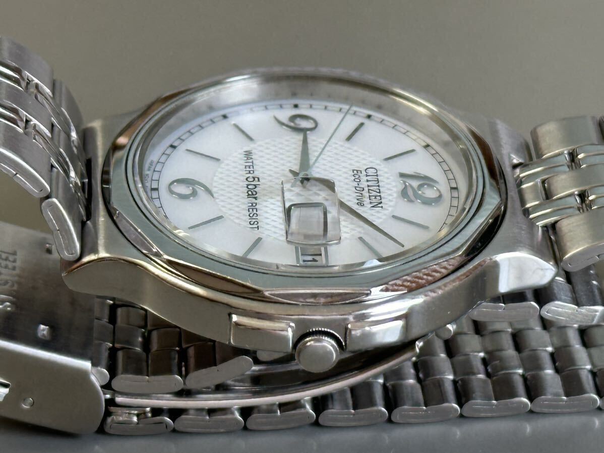 1 иен ~*CITIZEN Citizen Eco-Drive солнечный E100-K003334 белый циферблат мужские наручные часы работа товар 