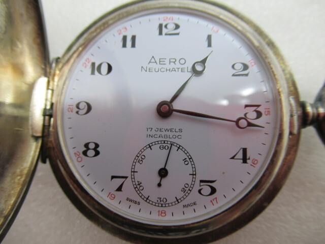AERO NEUCHATEL アエロ ヌーシャテル 17石 INCABLOC インカブロック スイス製 懐中時計 手巻き 稼働品の画像4