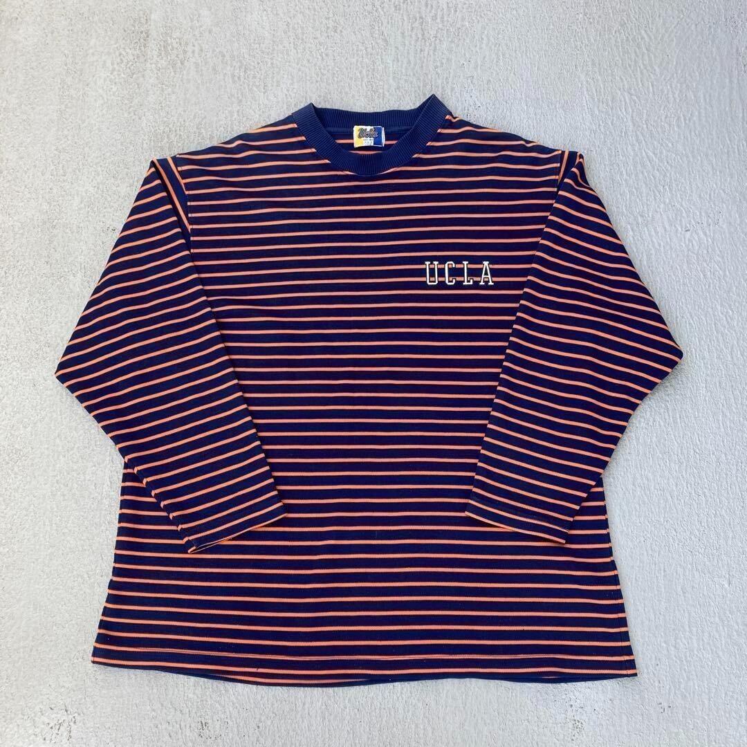 90s vintage UCLA 長袖 ボーダー柄 ロゴ グランジ 古着 アメカジ ロンt シティーボーイ 春服 ワンポイントロゴの画像1