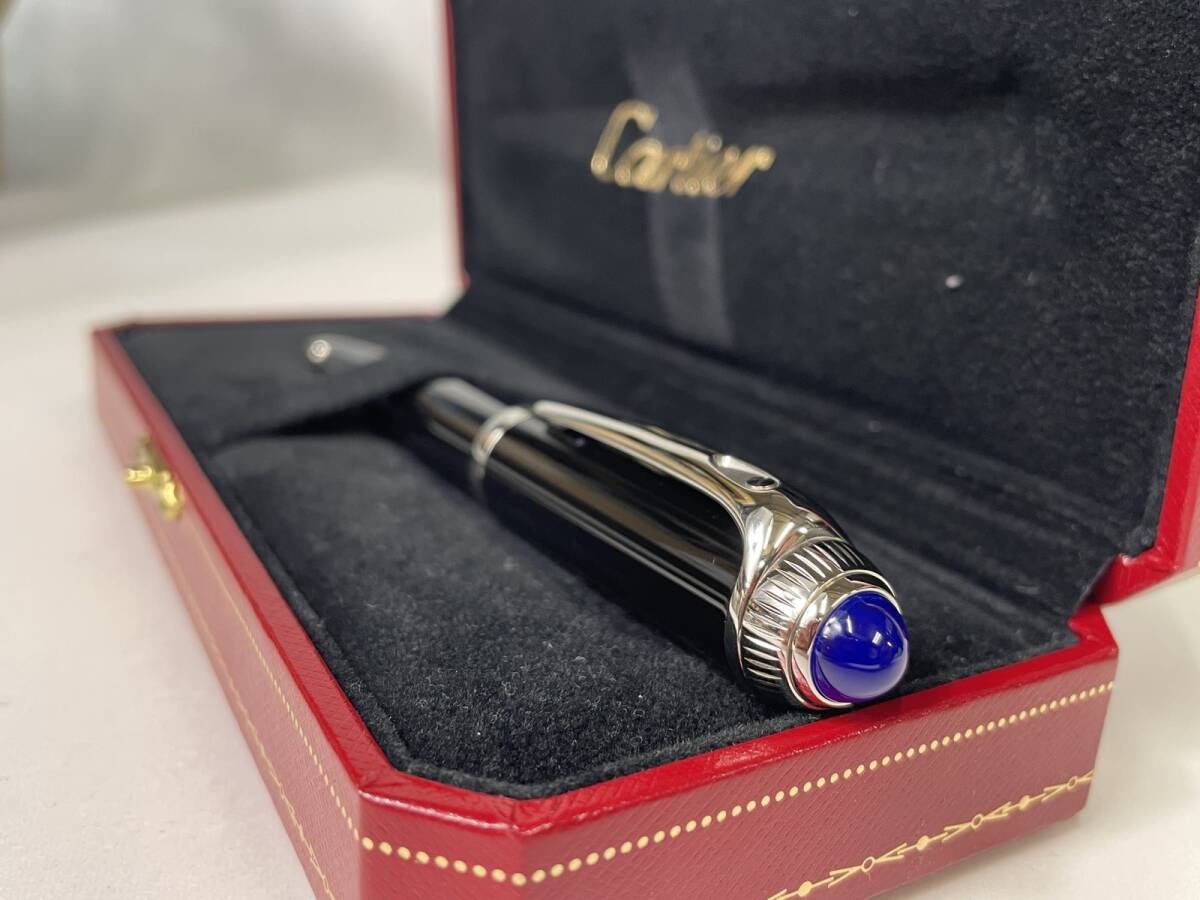 【240401-4】 美品 カルティエ Cartier / カルティエ ロードスター /ツイスト式 ボールペン ブルーレジンカボション/ ブラック / シルバー_画像1