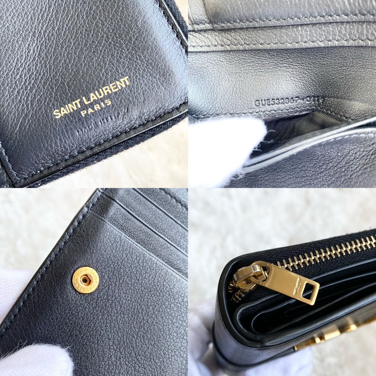 ★美品★サンローラン Saint Laurent YSL 財布 カサンドラ レザー ブラック