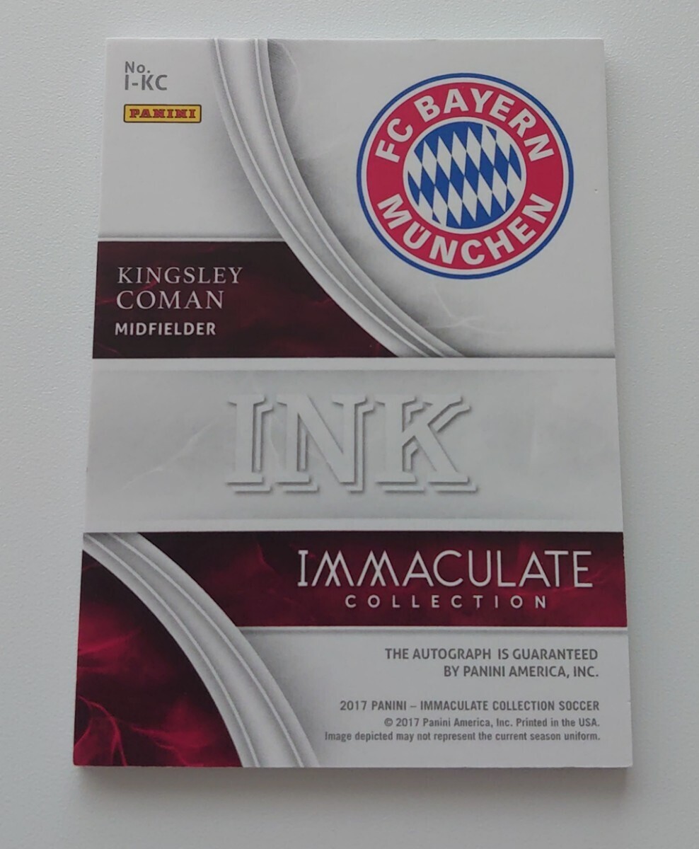 2017 PANINI IMMACULATE COLLECTION SOCCER COMAN AUTOGRAPH CARD /65 INK BAYERN MUNCHEN FRANCE コマン フランス代表 サイン カード_画像2