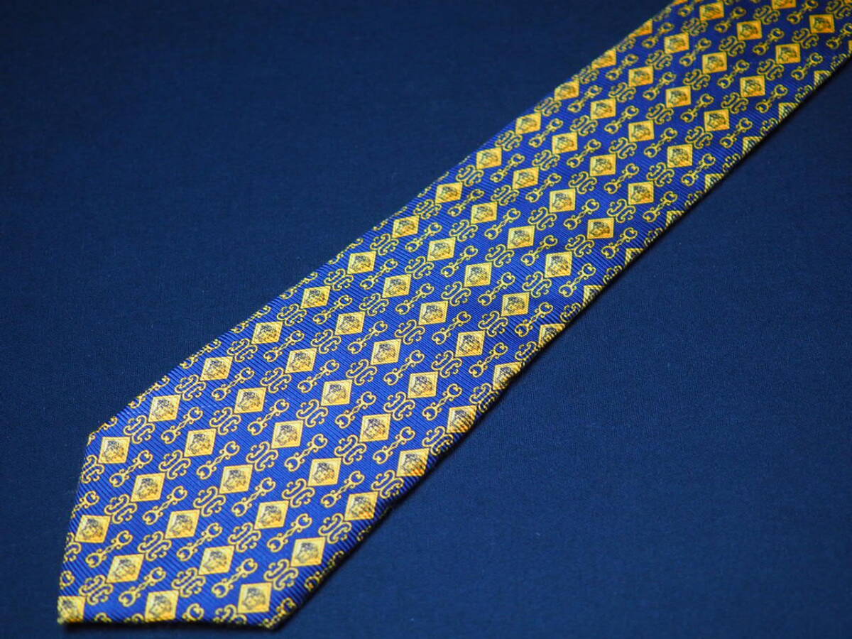  beautiful goods [VERSACE Versace ]A3027 Logo navy Italy made in Italy SILK brand necktie old clothes superior article 