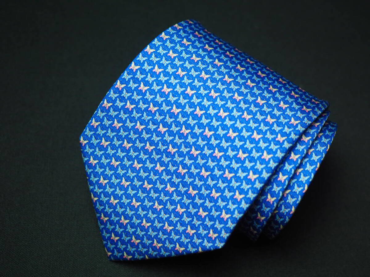 [SalvatoreFerragamo Salvatore Ferragamo ]A3049 blue group ITALY Italy made SILK brand necktie old clothes superior article 