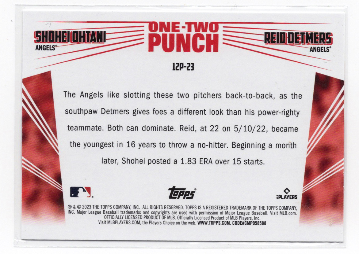 【大谷翔平/リード・デトマーズ Shohei Ohtani/Reid Detmers】2023 Topps - One-Two Punch ★ Los Angeles Angels エンゼルスの画像2