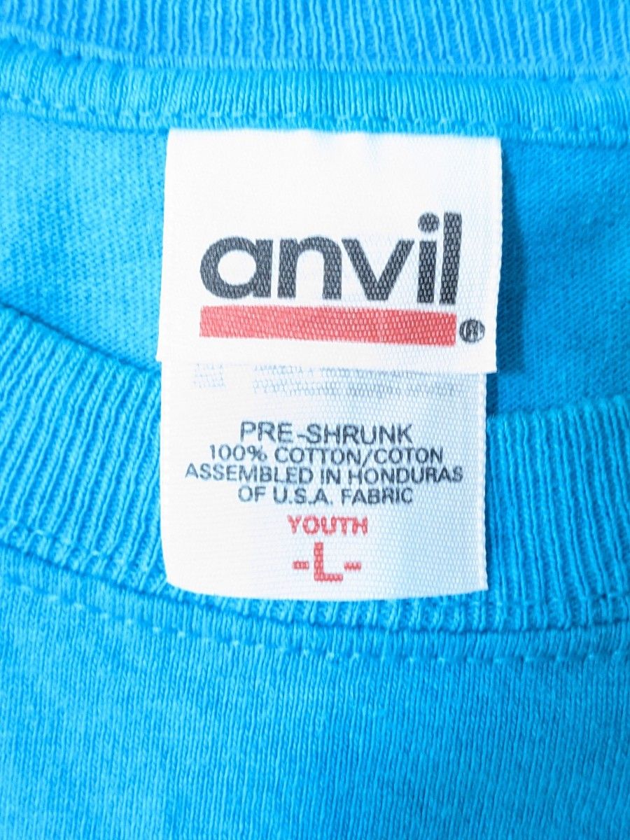 made in USA　anvil　Tシャツ　youth-L　セルリアンブルー　匿名配送