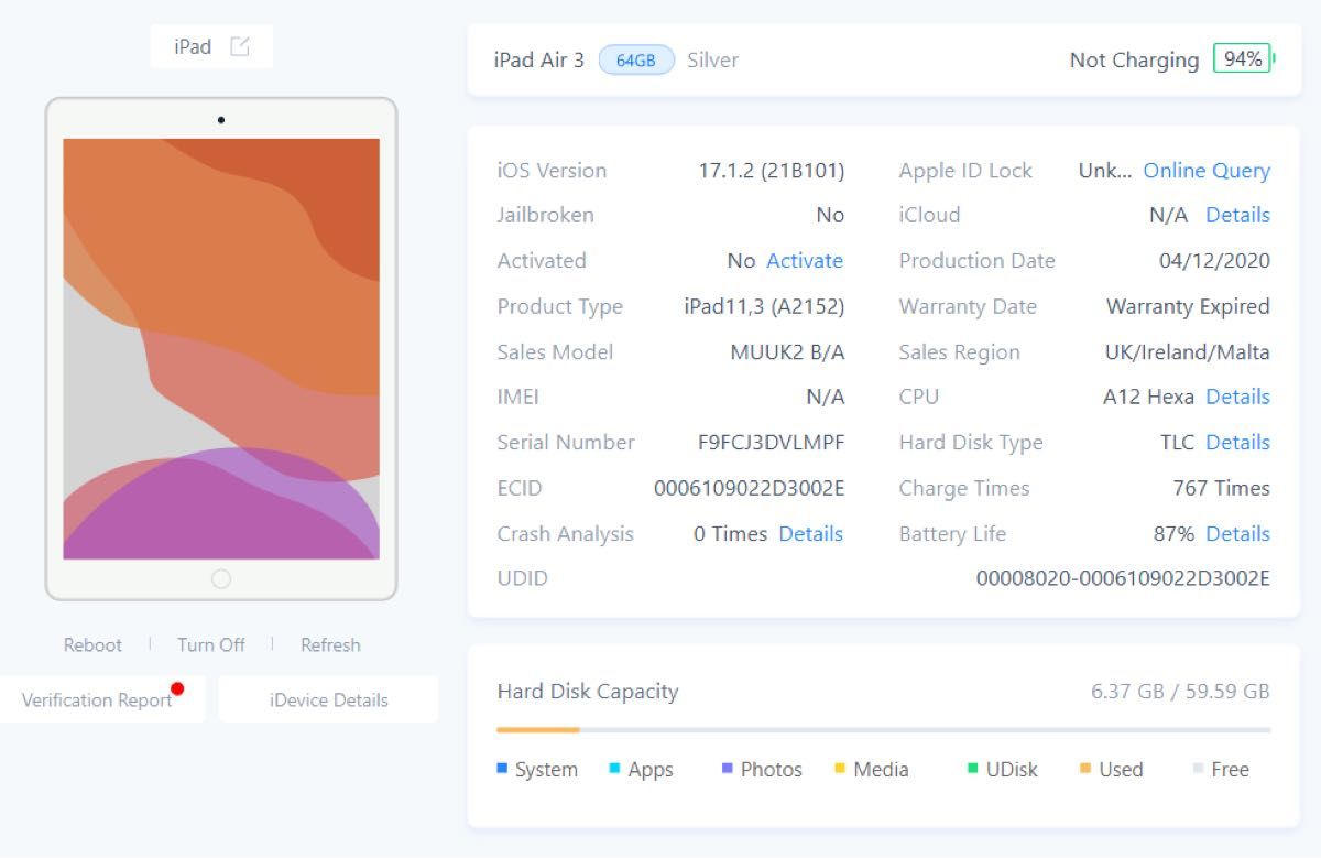 iPad Air 3世代 シルバー 64GB Wi-Fiモデル sku15