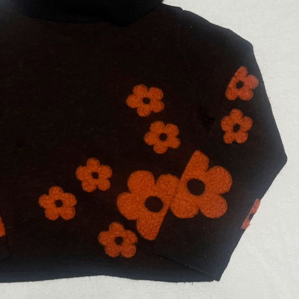 高級 LANCEL ランセル セーター ニット トップス wool 毛 タートルネック 花柄 総柄 ブラウン オレンジの画像4