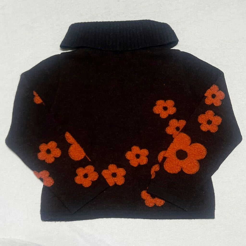 高級 LANCEL ランセル セーター ニット トップス wool 毛 タートルネック 花柄 総柄 ブラウン オレンジの画像6