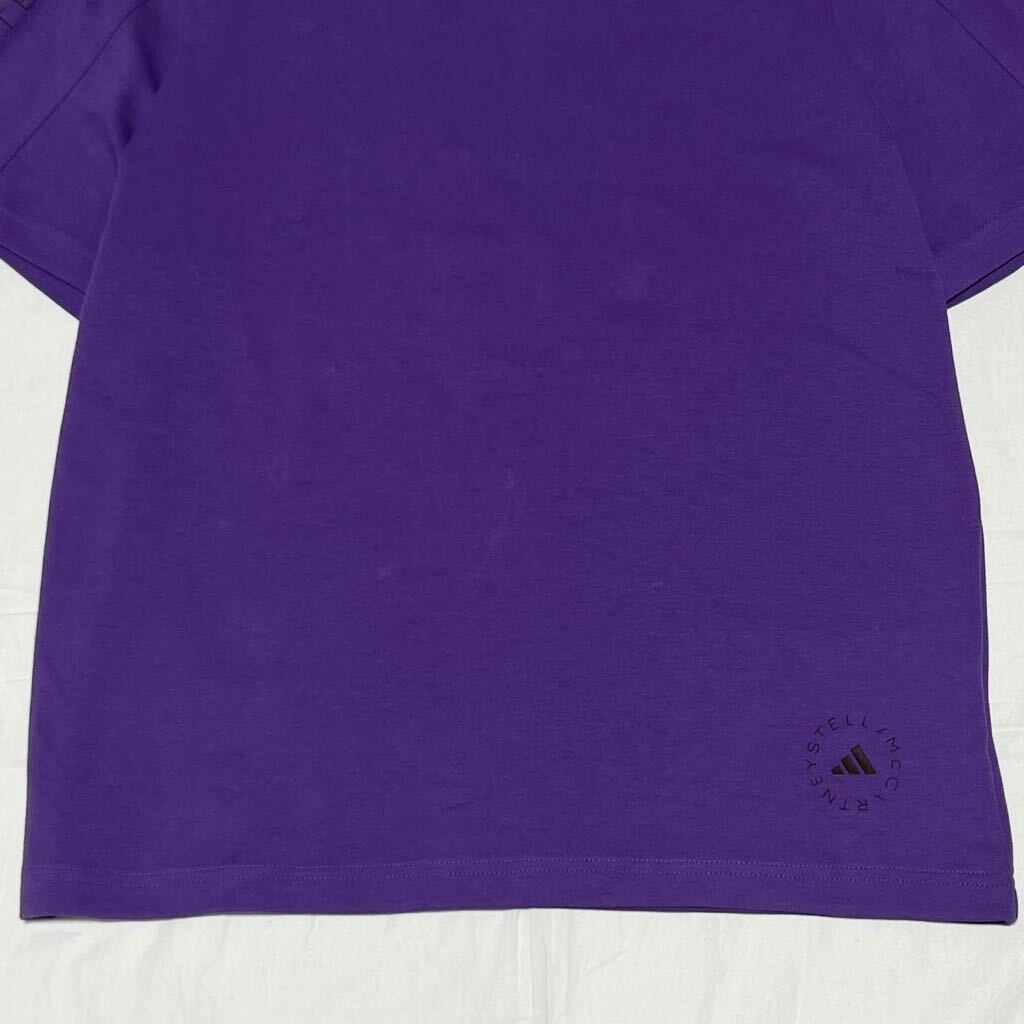 希少 adidas × Stella McCartney アディダス ステラマッカートニー Tシャツ 半袖 パープル 紫 袖ロゴ 裾ロゴ 綿 コットン XLの画像3